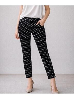 LOFT Black Polka Dot Chino Pants Womens 00 Low Rise Y2K Slim Ankle Dress Pants